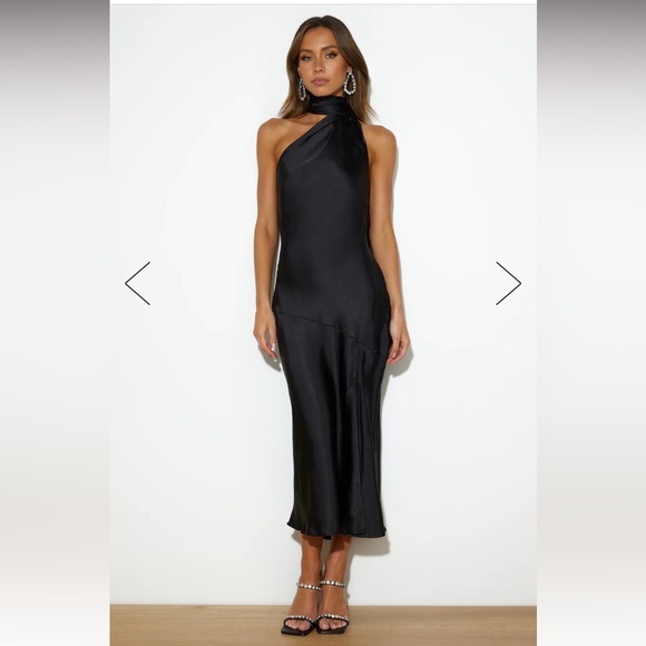 Hello Molly Dresses & Skirts - NWT HELLO MOLLY ATHENIAN SATIN MAXI DRESS BLACK. Size small.